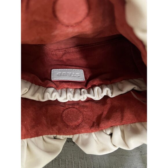 STAUD Felix Ruched Leather Shoulder Bag in Cream NWT - Picture 13 of 13